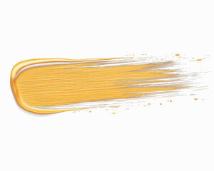 Gold paint brushstroke on black background, showcasing texture and highlights
