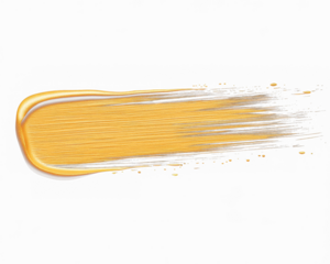 Gold paint brushstroke on black background, showcasing texture and highlights