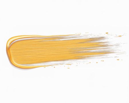 Gold paint brushstroke on black background, showcasing texture and highlights - Powered by Adobe