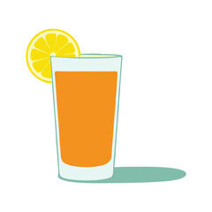 vector glass of orange juice with lemon