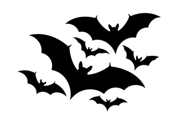 Naklejka premium Halloween bats vector graphic silhouette flying bats for halloween decorations and spooky designs vector art