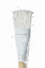 A close-up of a white-painted brush against a black background