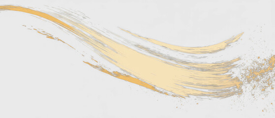 A dark background with flowing strokes in gold and off-white. Abstract and elegant
