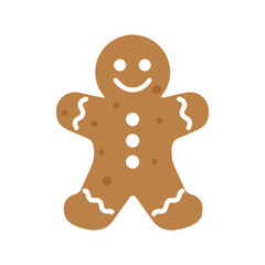 Gingerbread man cookie, sweet Christmas treat icon, festive holiday dessert symbol with icing decoration for cozy winter celebration illustration