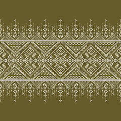 Tribal ethnic geometric textile vector border pattern, a detailed tribal ethnic pattern featuring geometric diamond shapes and ethnic textile design for fashion prints