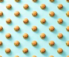 Delicious mini burger pattern background food photography for restaurant menu and social media marketing