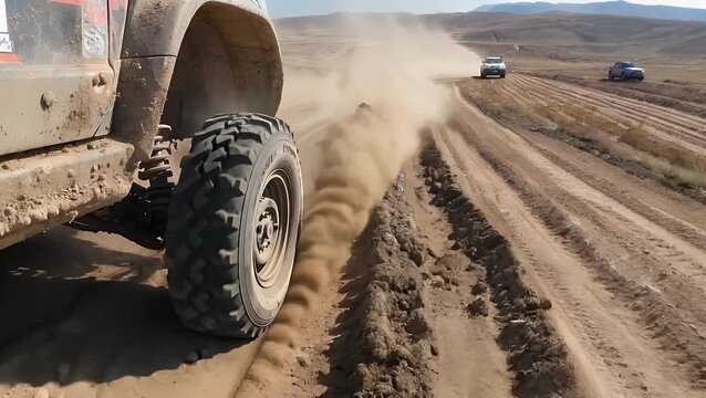 Pattern from a Vehicle Tire Tread Mark Creating a Grungy Aesthetic  Suitable for Themes of Off-Road Motorsports  Rally Racing  or