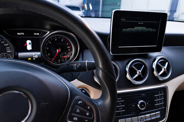 Photograph of the main panel of a modern vehicle