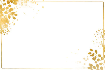 Elegant black background with golden floral accents and a thin metallic border isolated on transparent background