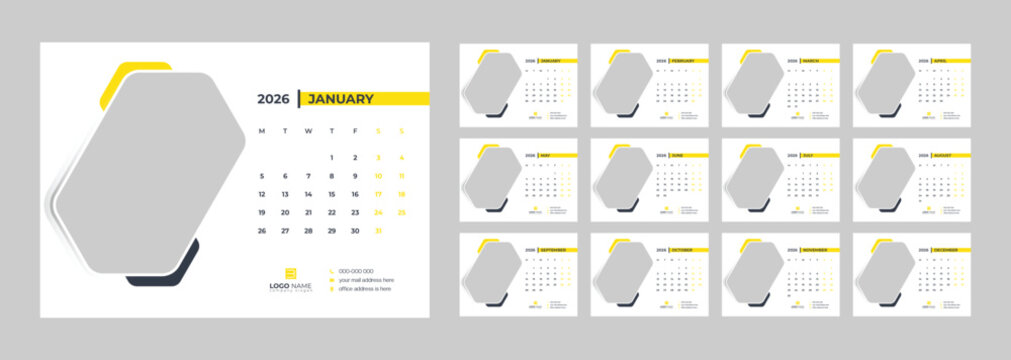 2026 desk calendar, office desk calendar printable desk calendar template design