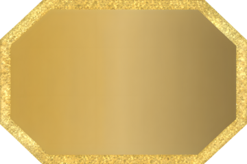 Elegant golden octagon frame with a subtle gradient and sparkling decorative border isolated on transparent background