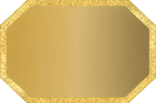 Elegant golden octagon frame with a subtle gradient and sparkling decorative border isolated on transparent background