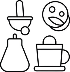 Daily Object Doodles Line Art Transparent Background