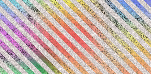 Textured Rainbow Diagonal Stripes Background with Grunge Grain