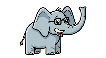 Obraz premium Cute cartoon elephant waving trunk