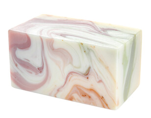 Soap Bar with Marble Pattern Isolated on White Background