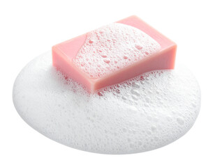 Soap Lather/Foam with Pink Hue Isolated on White