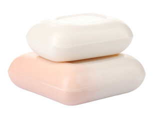 Pile of Round Soap Bars Isolated on White Background