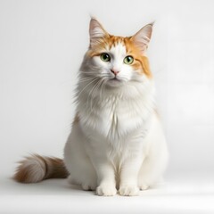 Obraz premium Calm Cat Portrait, Domestic Cat, Studio Setting, Photo, Minimalist Background, Front View, Pet Photography Concept