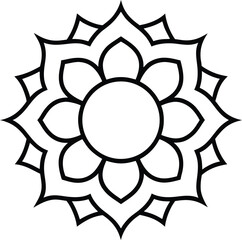 Mandala Border Designs Line Art with Transparent Background