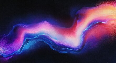 Abstract colorful liquid flow with vibrant neon pink, purple, blue, and orange hues swirling against a dark background creating a dynamic and energetic atmosphere