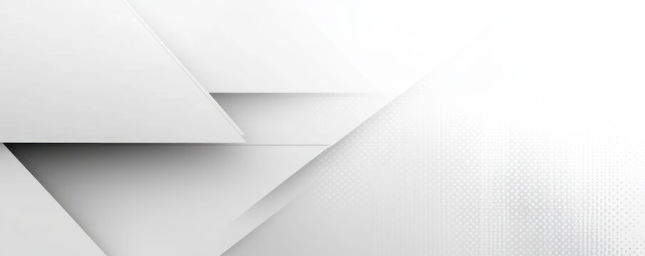 Abstract minimalistic background with layered white geometric shapes and subtle gradient shadows creating depth and clean modern look - Powered by Adobe