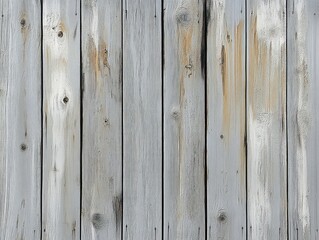 Obraz premium Close-up of weathered wooden planks with faded gray and light brown paint showing natural wood grain and knots