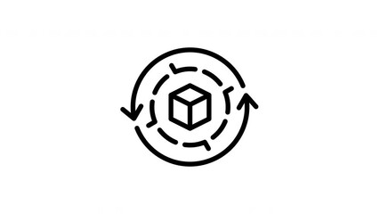 Cube with arrows circling it, perfect for business, technology, innovation, and abstract concepts in graphic design projects. Great for presentations.
 - Powered by Adobe