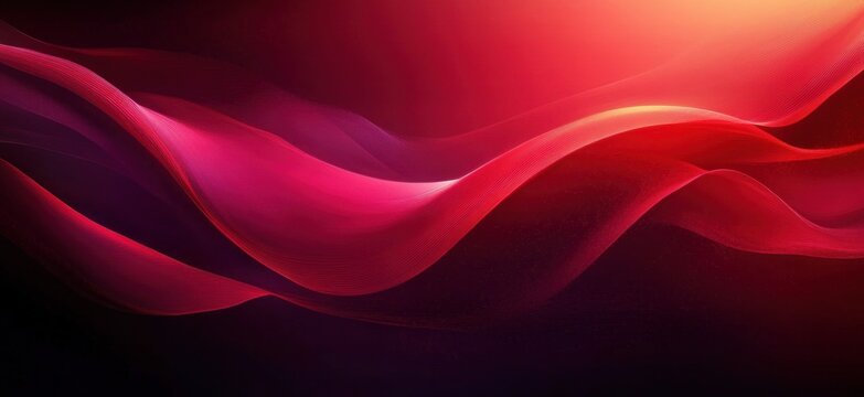 Abstract flowing red and pink waves on dark background creating a dynamic and vibrant energy with smooth curves and gradients
