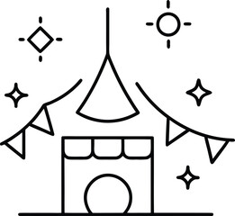 Minimalist Festival Icons Line Art Transparent Background