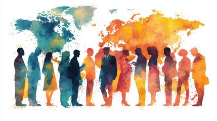 Naklejka premium International relations concept illustration flat design front view diplomacy theme water color Complementary Color Scheme. 