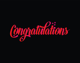 “Congratulations Typography Design – Pink Script Text on Black Background | Celebration Graphic PNG”