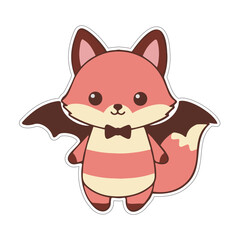 cute fox vampire bat wings costume sticker