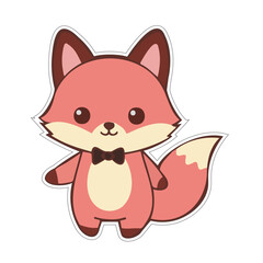 cute fox with bow tie casual outfit sticker