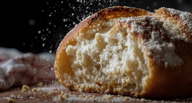 Freshly baked bread with sugar topping