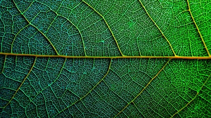 Close-Up of a Vibrant Green Leaf with Clear Texture and Hierarchical Vein Structure
