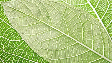 Fototapeta premium Close-Up of a Vibrant Green Leaf with Clear Texture and Hierarchical Vein Structure 