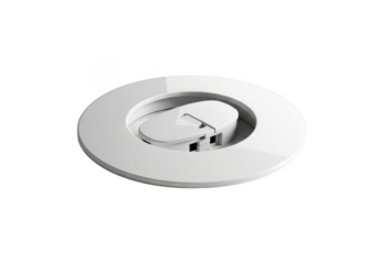 White circular object with internal mechanism on black isolated on transparent background