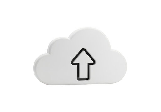 Cloud upload icon symbol digital data storage transfer concept isolated on transparent background
