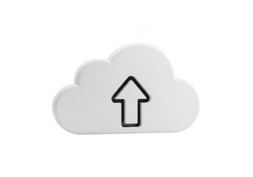 Cloud upload icon symbol digital data storage transfer concept isolated on transparent background