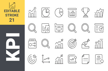 Performance Indicators icon set. Containing design performance, indicator, management, strategy, kpi