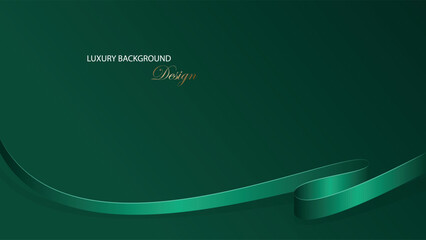 Green abstract background vector design. Green background with shiny ribbon. Suit for banner, backdrop, poster, brochure, product promotion, web, etc