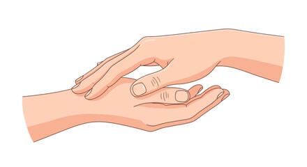Serene hand illustration showcasing touch, compassion, and care through gentle gestures and