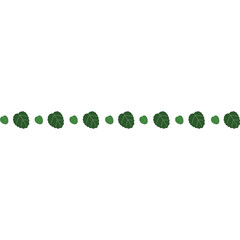Seamless Pattern Of Green Pixelated Leaves And Dots On A Transparent Background In A Repeating Horizontal Line.