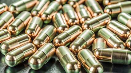 Metallic Capsules on a Dark Background