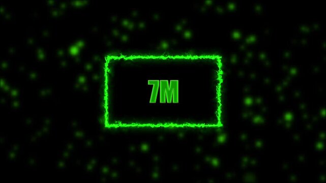 Neon 7M Followers Text Animation Glowing neon border on blurred background, perfect for social media celebration videos.