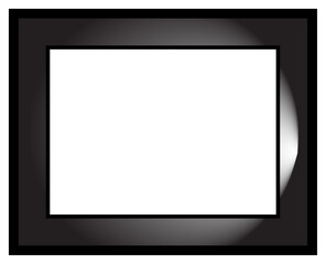 Dark glossy picture frame icon, black gradient border vector design for photo mockup, gallery, and home decoration