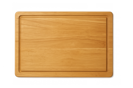 Wooden cutting board on transparent background for food preparation and culinary kitchen usage