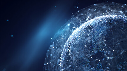 Captivating blue digital world concept with interconnected nodes, ideal for showcasing global networks, data connections, and innovative technology solutions