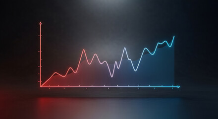 Rising Line Graph with Red to Blue Gradient on Dark Background.